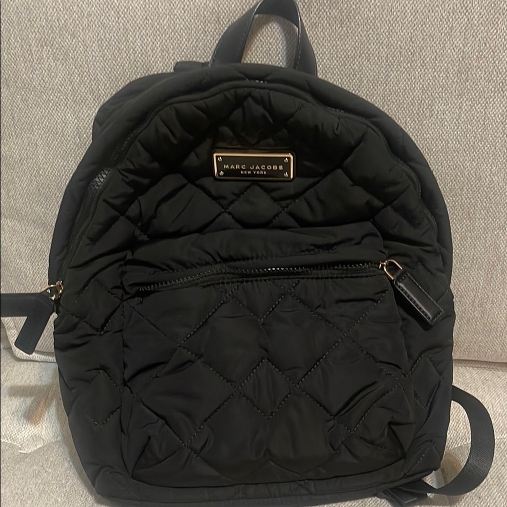 Marc Jacobs Black Quilted Backpack with Gold Hardware